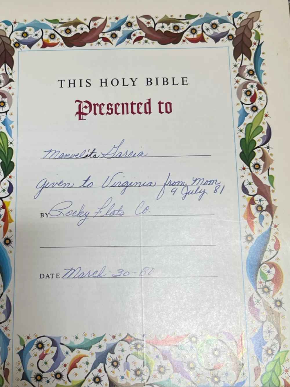 Vintage 1980s Holy Bible NAB Catholic Heirloom Family Edition Labor Booklet